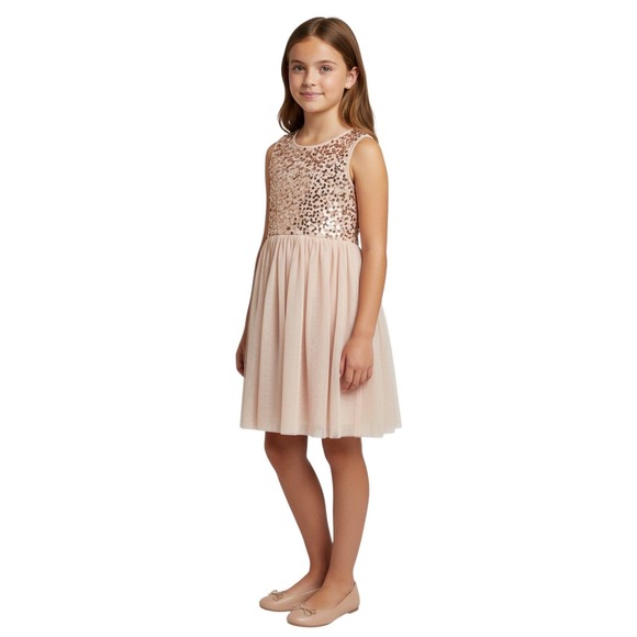 George Other - George Girls Size 12 Rose Gold Sequin Tulle Dress Party Special Occasion